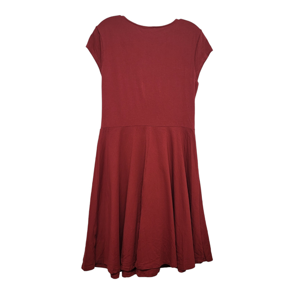 Laksmi Women's Lightweight A Line Dress Cap Sleeve Solid Maroon Size X-Large NWT - Picture 2 of 7